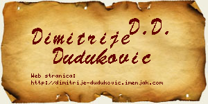 Dimitrije Duduković vizit kartica